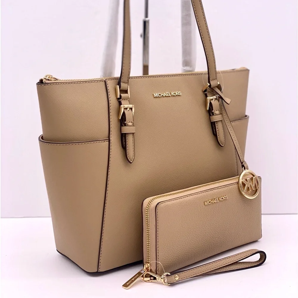 MICHAEL KORS CHARLOTTE TOP ZIP TOTE AND WALLET SET